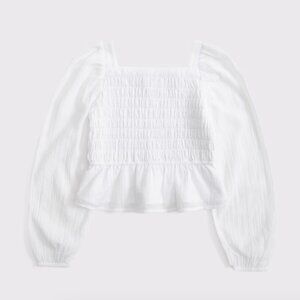 Abercrombie Kids || Girls' Long-Sleeve Smocked Puff Sleeve Top